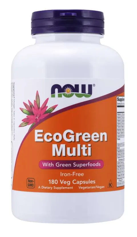 EcoGreen Multi Zestaw Witamin i Minerałów bez Żelaza 180 kapsułek Now Foods