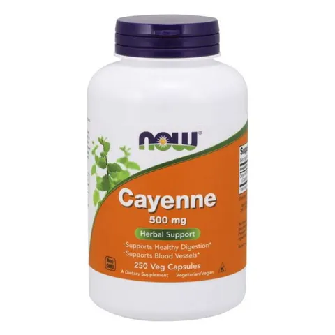 Cayenne Pieprz kajeński 500 mg 250 kapsułek NOW FOODS