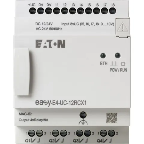 Przekaźnik programowalny bez wyświetlacza easyE4 12-24VDC, 24VAC, 8DI(4AI), 4DO-R; EASY-E4-UC-12RCX1; 197212, EATON ELECTRIC