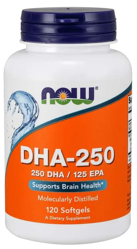 DHA250 Kwas dokozaheksaenowy 120 kapsułek NOW FOODS
