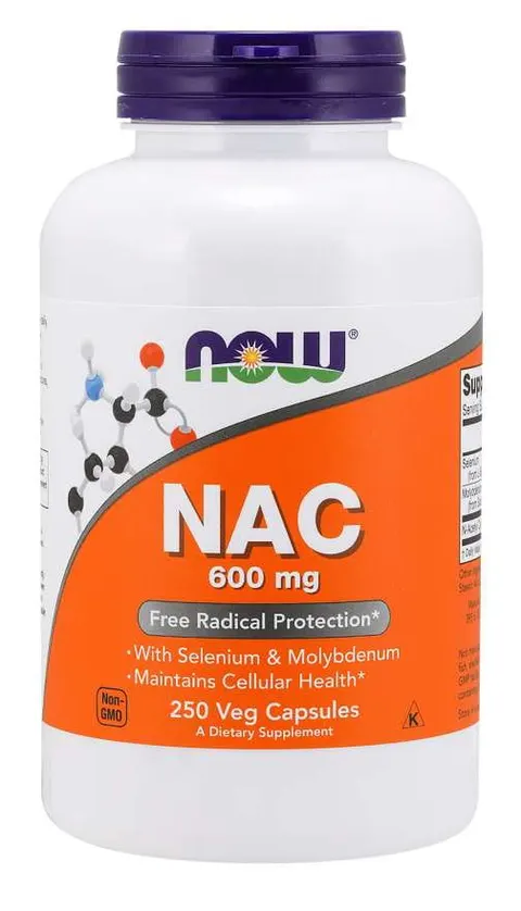 NAC NAcetyloLCysteina 600 mg 250 kapsułek NOW FOODS