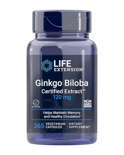 Ginkgo Biloba Certified Extract 120 mg 365 kaps. Life Extension
