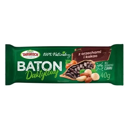 Baton daktylowy z orzechami i kakao 40 g Targroch