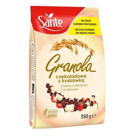 Sante granola z białą czekoladą i truskawką 350g