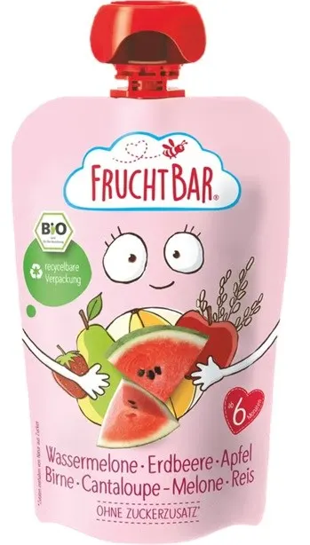 Mus arbuz, truskawka, jabłko, gruszka, melon, ryż BIO 100 g FRUCHTBAR
