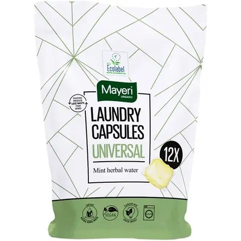 Kapsułki do prania universal 12szt, wegańskie, certyfikowany ecolabel MAYERI