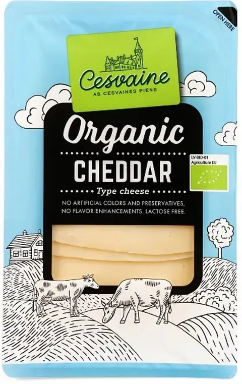 Ser cheddar w plastrach BIO 125 g CESVAINE