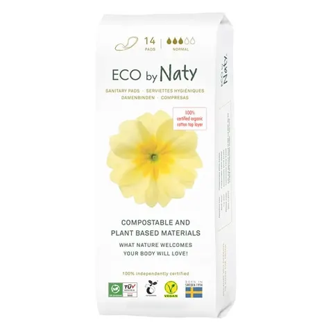Ekologiczne podpaski, kompostowalne, Normal, 14 sztuk ECO BY NATY