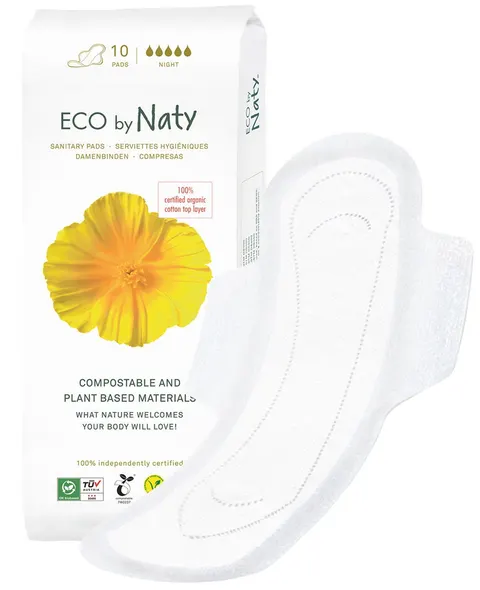 Ekologiczne podpaski higieniczne na noc, 10 szt ECO BY NATY