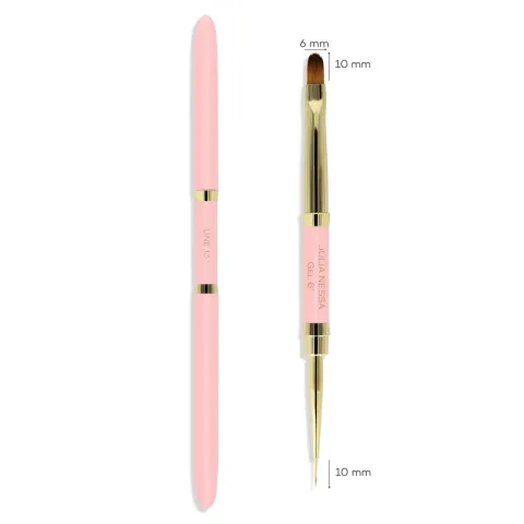 Pędzelek Julia Nessa Line - Gel brush 10mm/6mm - różowy