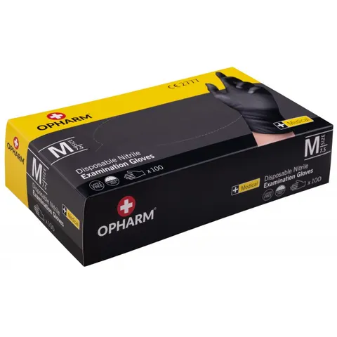 OPHARM jednorazowe rękawice diagnostyczne nitrylowe czarne M 100 szt.
