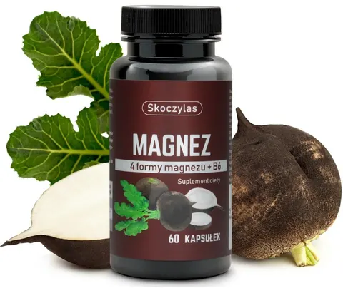 Magnez 4 formy + B6 - czarna rzepa - suplement diety - 60 kapsułek - SKOCZYLAS