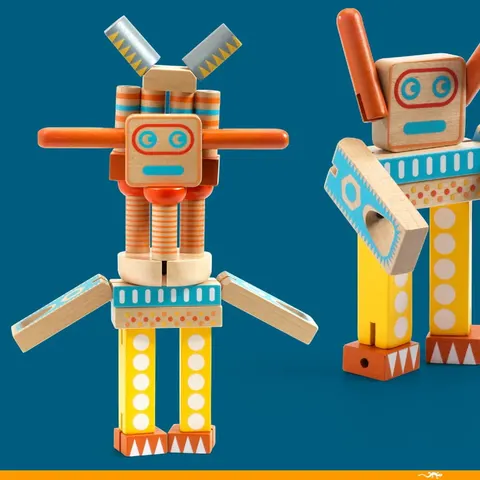 Djeco drewniany robot zabawka konstrukcyjna