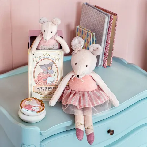 Moulin Roty maskotka różowa myszka