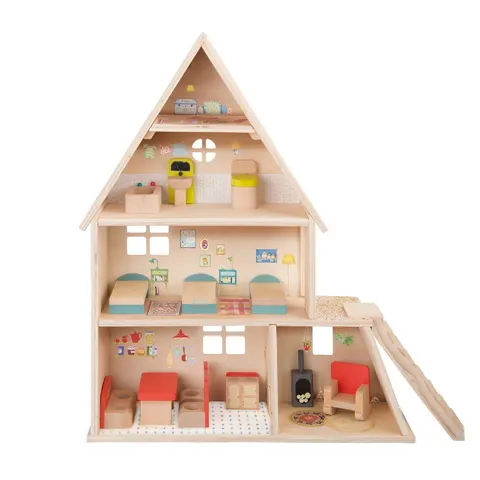 Domek dla Lalek z Mebelkami Drewniany Moulin Roty