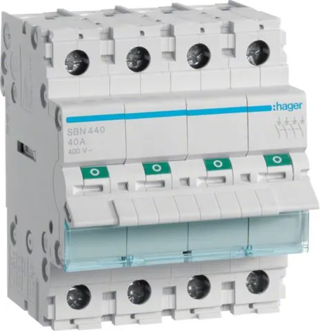 Rozłącznik izolacyjny modułowy 4P 40A 400V; SBN440, HAGER