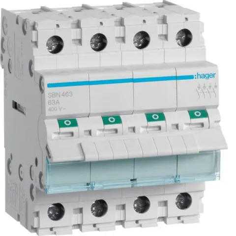 Rozłącznik izolacyjny modułowy 4P 63A 400VAC 4M; SBN463 HAGER
