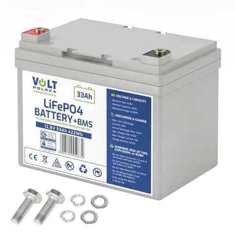 Akumulator Volt LiFePO4 12,8V 33Ah (30A) + bezobsługowy BMS