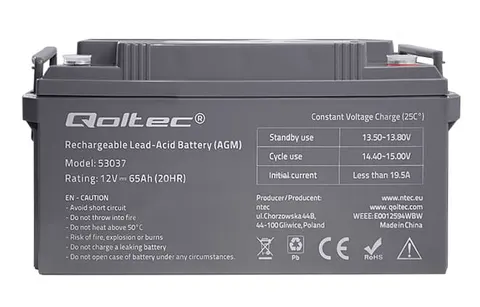 Akumulator Qoltec AGM LongLife 12V 65Ah