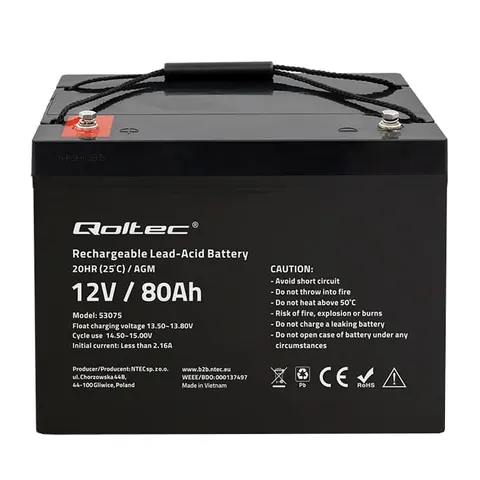 Akumulator Qoltec AGM LongLife 12V 80Ah