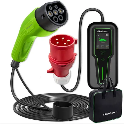 Mobilna ładowarka Qoltec do samochodu elektrycznego EV z regulacją 2 w 1 TYP2 11KW LCD 5M 3FAZY