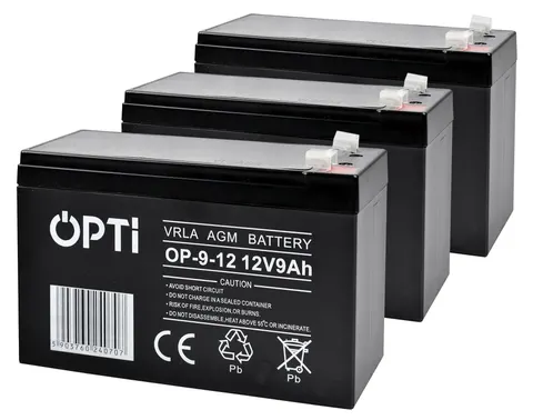 3 x akumulator Volt OPTI VRLA AGM 12V 9Ah 12V/24V/36V