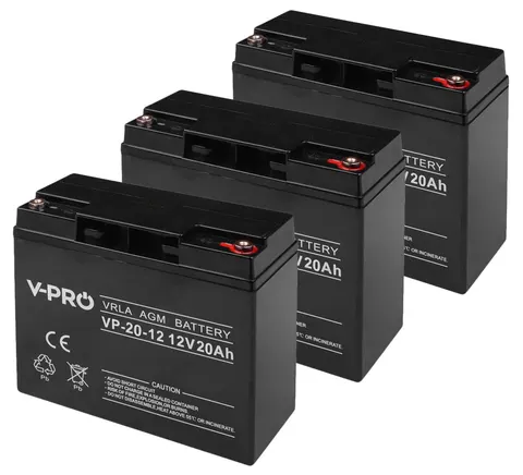 3 x akumulator Volt VPRO VRLA AGM 12V 20Ah 12V/24V/36V
