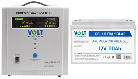 Zasilacz Volt Sinus Pro 2000E 2000VA/1250W + akumulator żelowy Volt GEL VPRO Premium 12V 110Ah