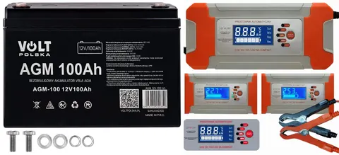 Zestaw: akumulator Volt VRLA AGM 12V 100Ah + prostownik COMPACT 10A