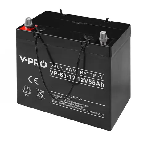 Akumulator Volt VPRO VRLA AGM 12V 55Ah + adapter słupek M6 na klemę