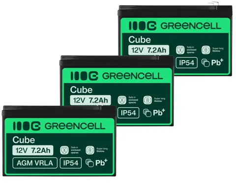 3 x akumulator Green Cell AGM VRLA 12V 7.2Ah