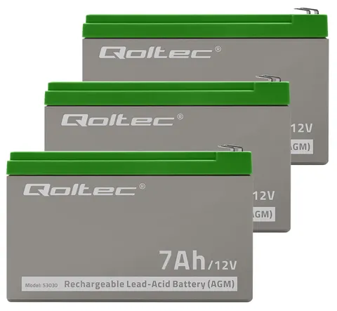 3 x akumulator Qoltec AGM LongLife 12V 7Ah