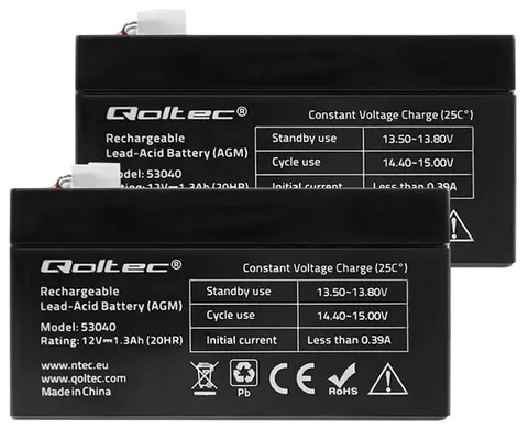 2 x akumulator Qoltec AGM LongLife 12V 1.3Ah