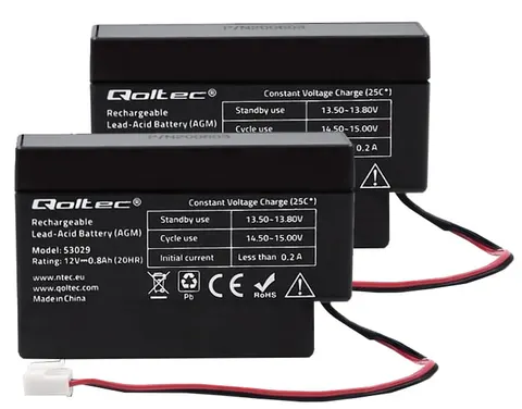 2 x akumulator Qoltec AGM LongLife 12V 0.8Ah