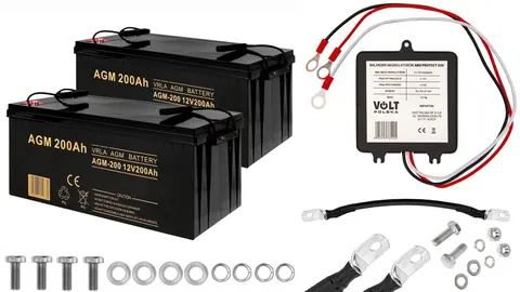 Zestaw: 2 x akumulator Volt VRLA AGM 12V 200Ah + balanser do zestawu akumulatorów 24V