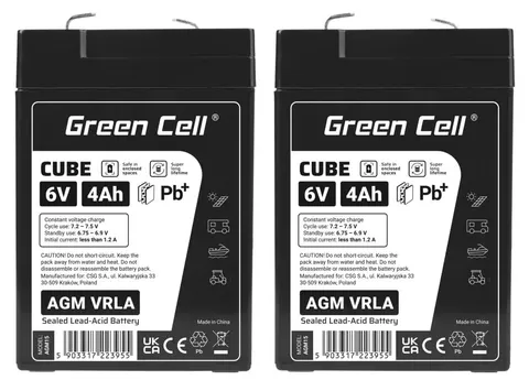2 x akumulator Green Cell Cube AGM VRLA IP54 6V 4Ah