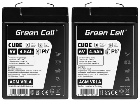 2 x akumulator Green Cell Cube AGM VRLA IP54 6V 4.5Ah