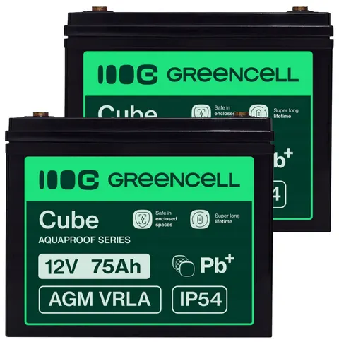2 x akumulator Green Cell Cube AGM VRLA IP54 12V 75Ah