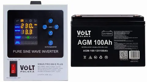 Zestaw: zasilacz Volt Sinus Pro 850E 850VA/500W + akumulator Volt VRLA AGM 12V 100Ah