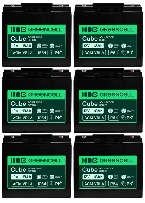 6 x akumulator Green Cell AGM VRLA IP54 12V 18Ah