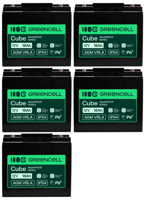5 x akumulator Green Cell AGM VRLA IP54 12V 18Ah