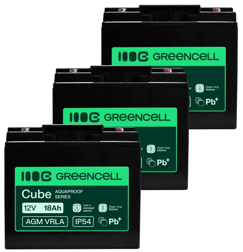 3 x akumulator Green Cell AGM VRLA IP54 12V 18Ah