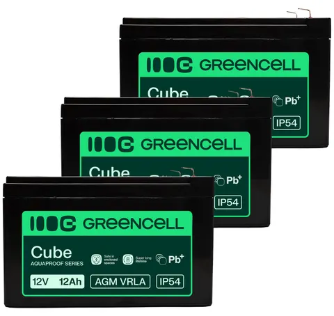 3 x akumulator Green Cell AGM VRLA IP54 12V 12Ah