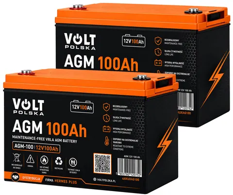 2 x akumulator Volt Polska Hermes Plus VRLA AGM 12V 100Ah