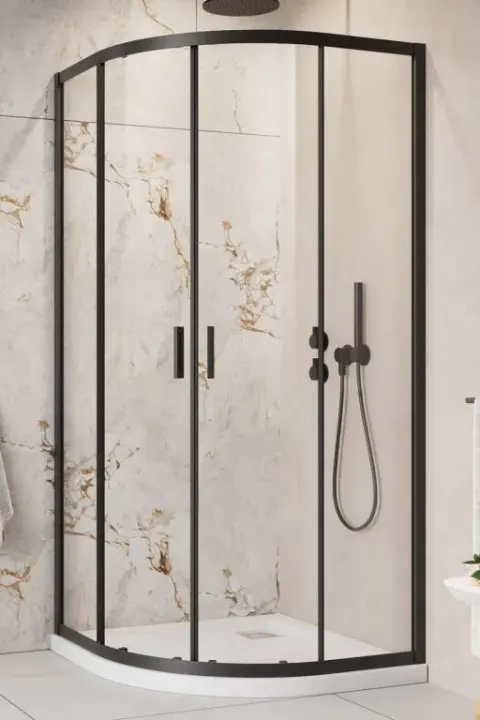 RADAWAY - Alienta BLACK A 80x80x190 kabina prysznicowa półokrągła