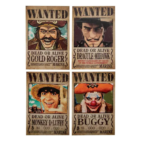 One Piece Fridge Magnet 4-Pack Wanted Zestaw 4 magnesów