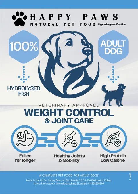 Happy Paws karma z peptydami-dieta Peptide+Kontrola wagi i pielęgnacja stawów
