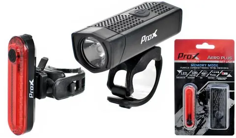 ZESTAW LAMPEK ROWEROWYCH PROX AERO PLUS USB CZARNY