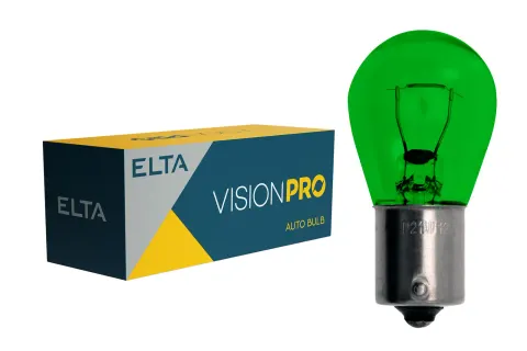 Żarówki samochodowe P21W 12V 21W BA15s zielone ELTA VisionPro – 10 szt.