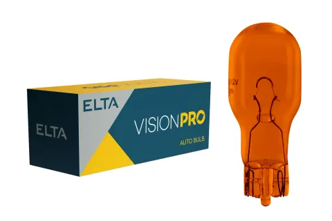 Żarówki samochodowe 12V 18W W2,1x9,5d pomarańczowe Maxi-Glass ELTA VisionPro – 10 szt.